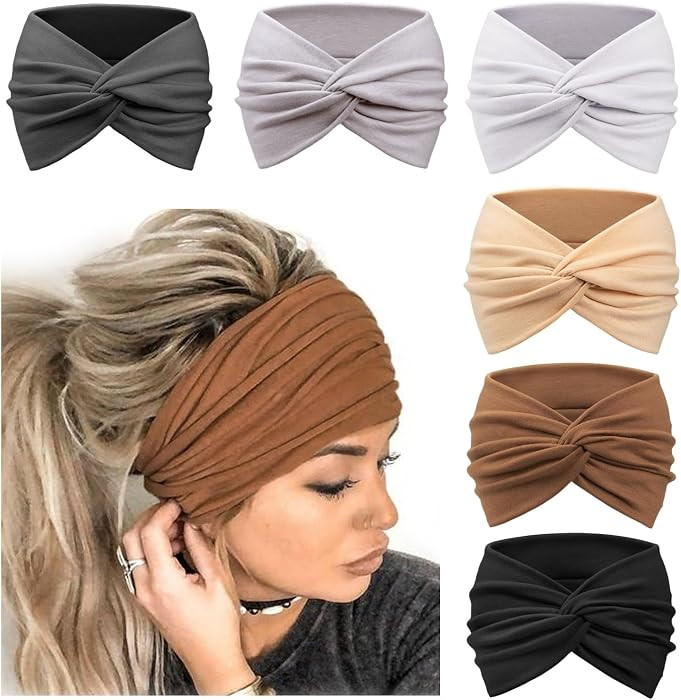 DRESHOW 6 Pack Extra Wide Headbands for Women Large Turban Headband Boho Head Wrap Elastic Hairba... | Amazon (US)