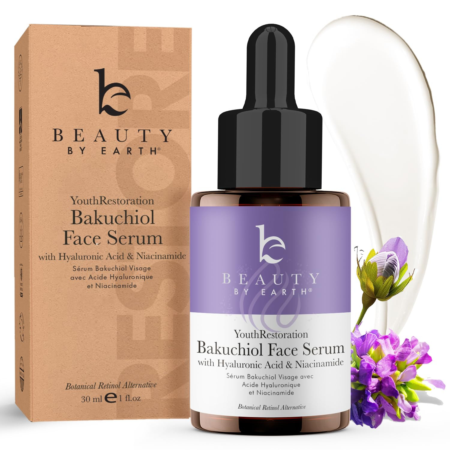 Bio Retinol Alternative Bakuchiol Serum - Smooths Skin & Reduces Fine Lines, USA Made with Natura... | Amazon (US)