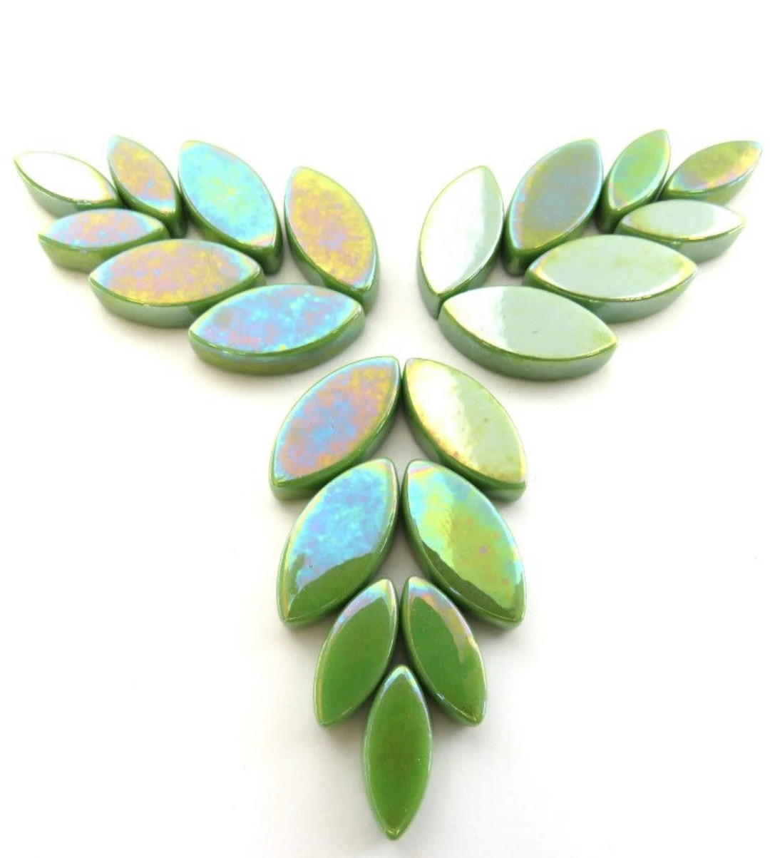 50g New Green Iridescent Glass Petals in a random mix of two sizes.Each random mix has approximat... | Etsy (US)