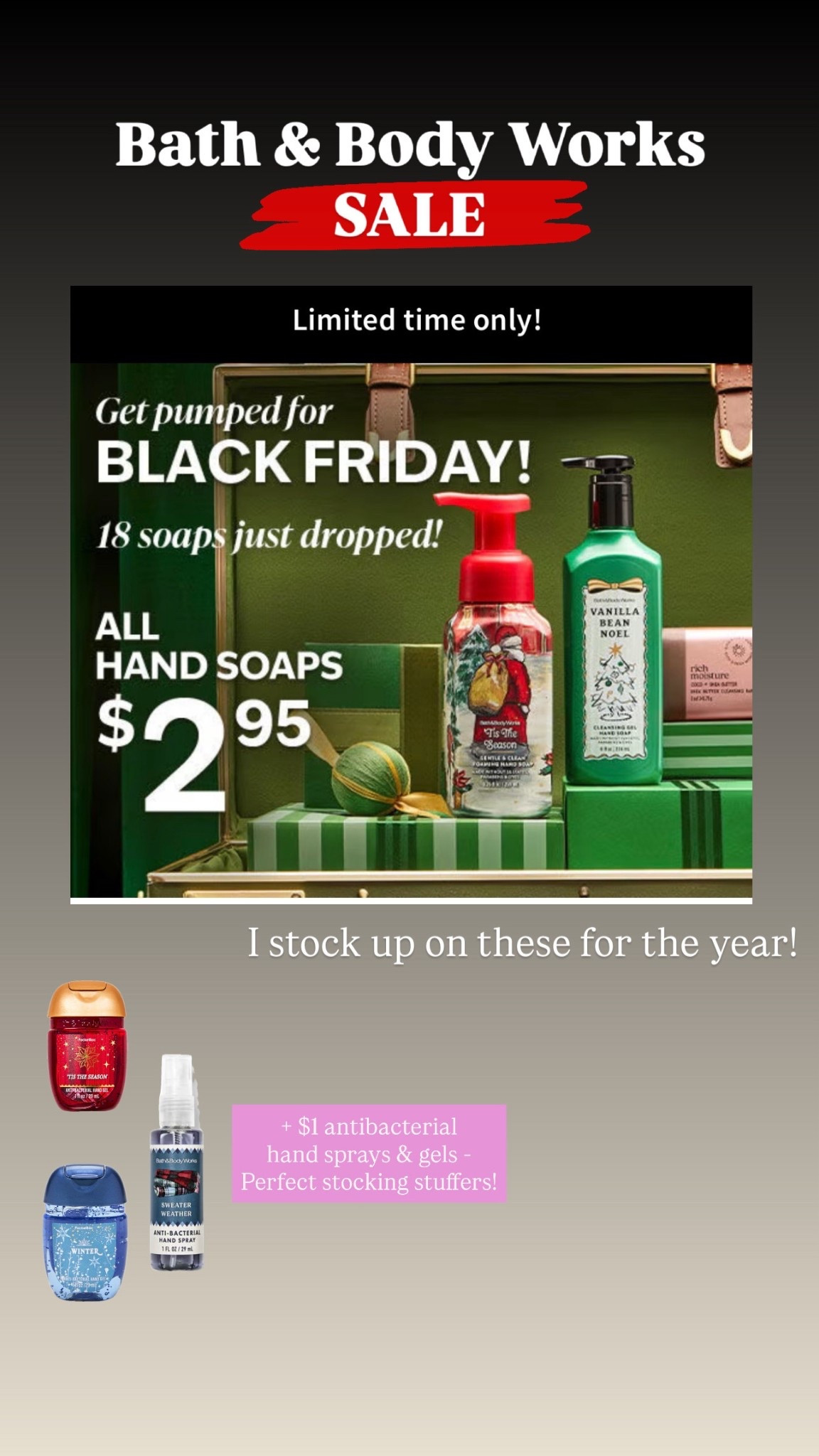 Bath &amp; Body works sale. The lowest these soaps go! $2.95 each. Stock up! 
Black Friday sale


#LTKGiftGuide #LTKCyberWeek #LTKSaleAlert