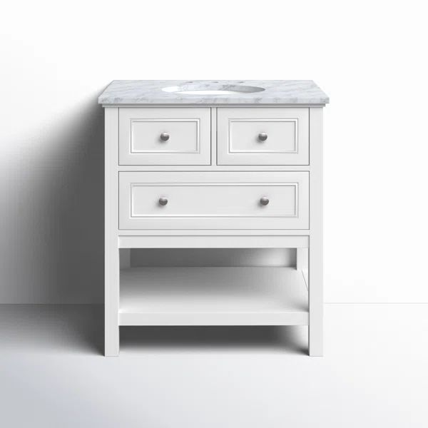 Denton 30'' Single Bathroom Vanity with Marble Top | Wayfair North America