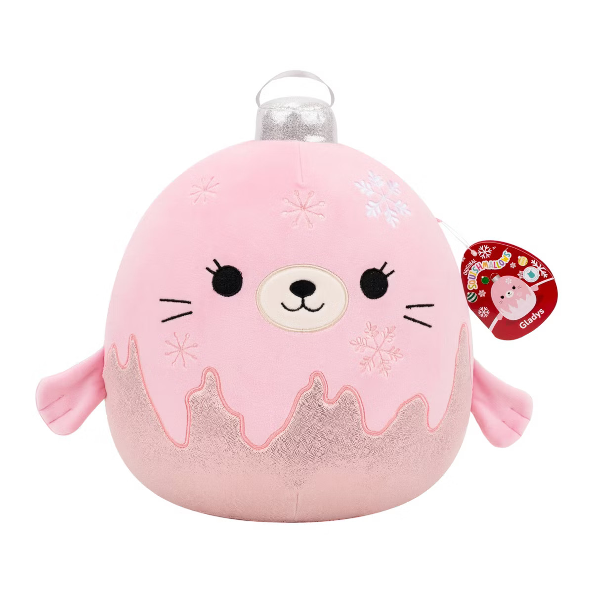 Squishmallows 12" Gladys Pink Seal Ornament with Frosted Bottom Medium Plush | Target