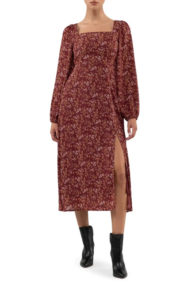 Floral Long Sleeve Midi Dress | Nordstrom Rack