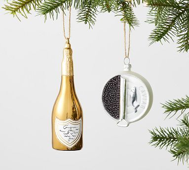 Champagne & Caviar Glass Ornaments | Pottery Barn (US)