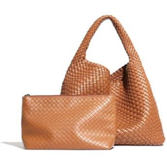 Woven Tote Bag Vegan Leather Purse for Women - Beach Handbag weave Purse Summer Shoulder Bag with Cl | Amazon (US)