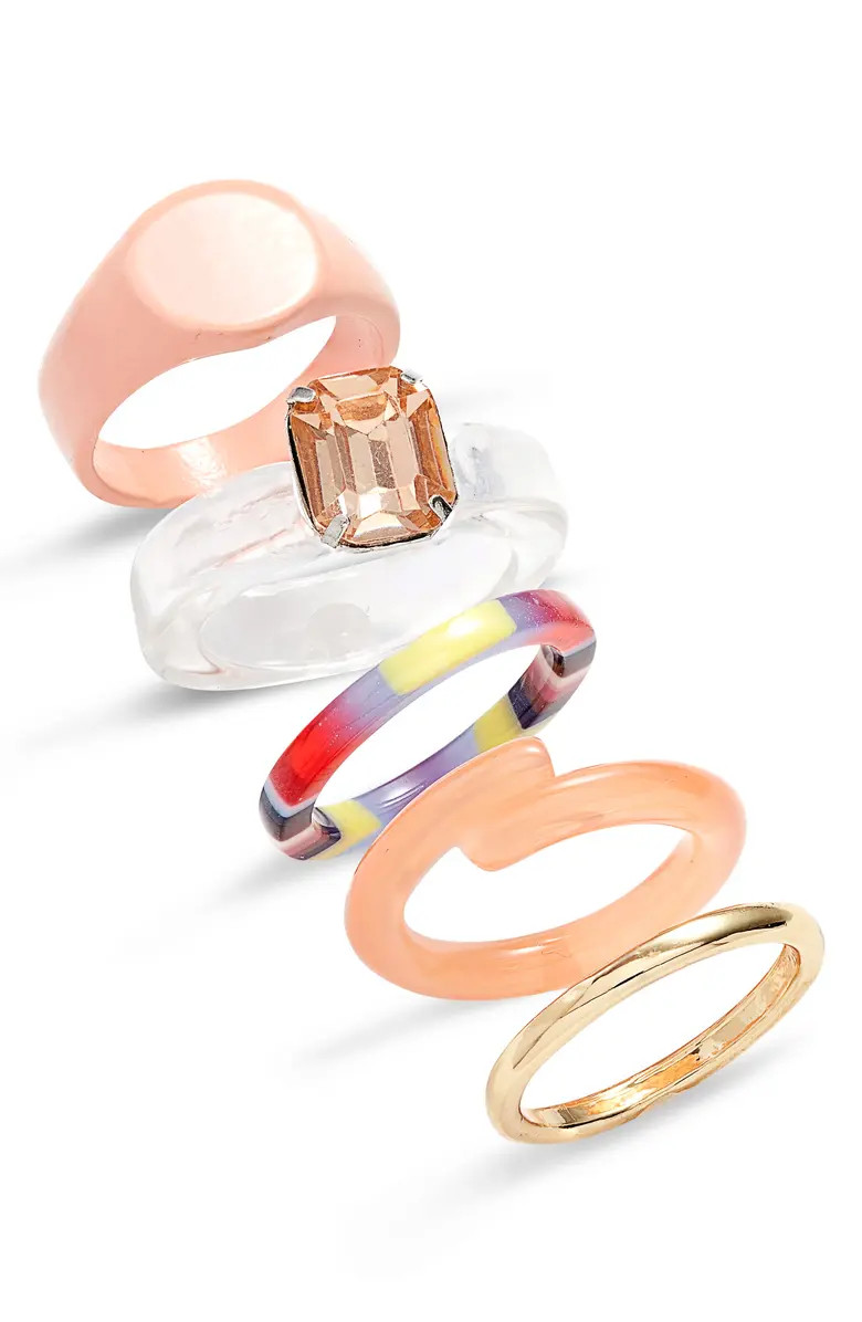 5-Pack Multicolor Resin Rings | Nordstrom Rack