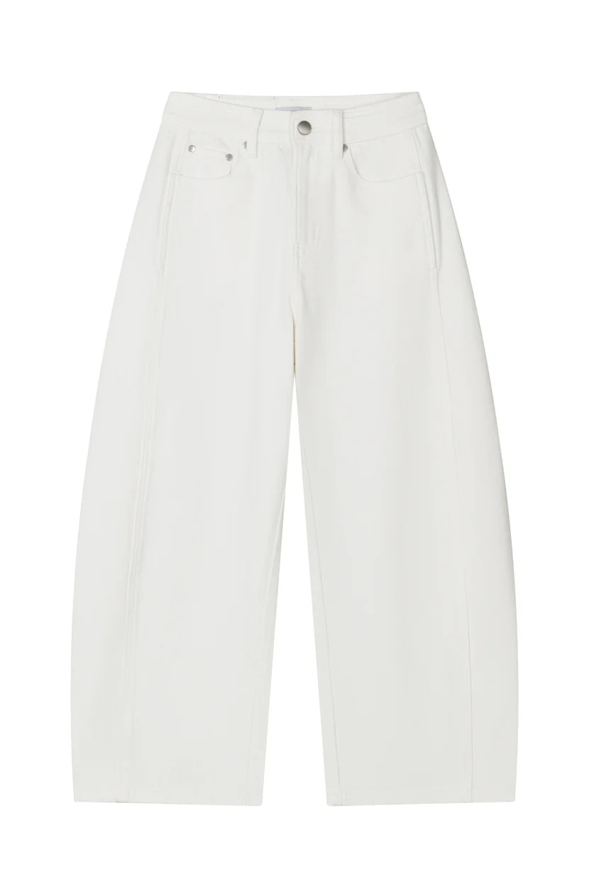 Evie Mid-Rise Barrel Jeans - White | Petite Studio NYC