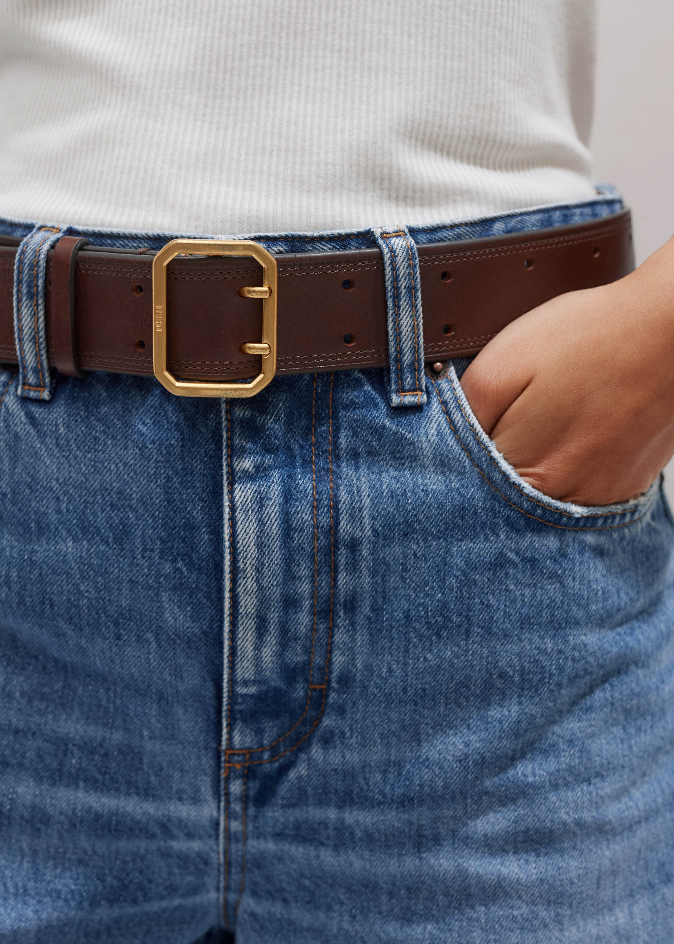Women's Brown Double Prong Hips-To-Waist Belt | ME+EM | ME+EM Global (Excluding US)