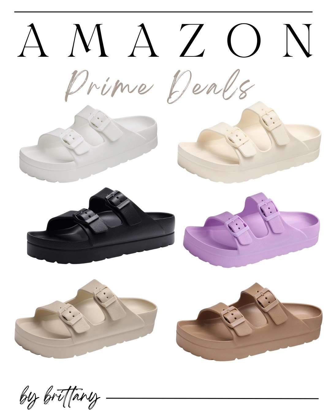 Amazon Prime Deal Alert 🚨 Women's Platform Sandals with Arch Support, Chunky Lightweight Foam Slip on Slides, Comfortable Summer Beach Sandals with Adjustable Buckle