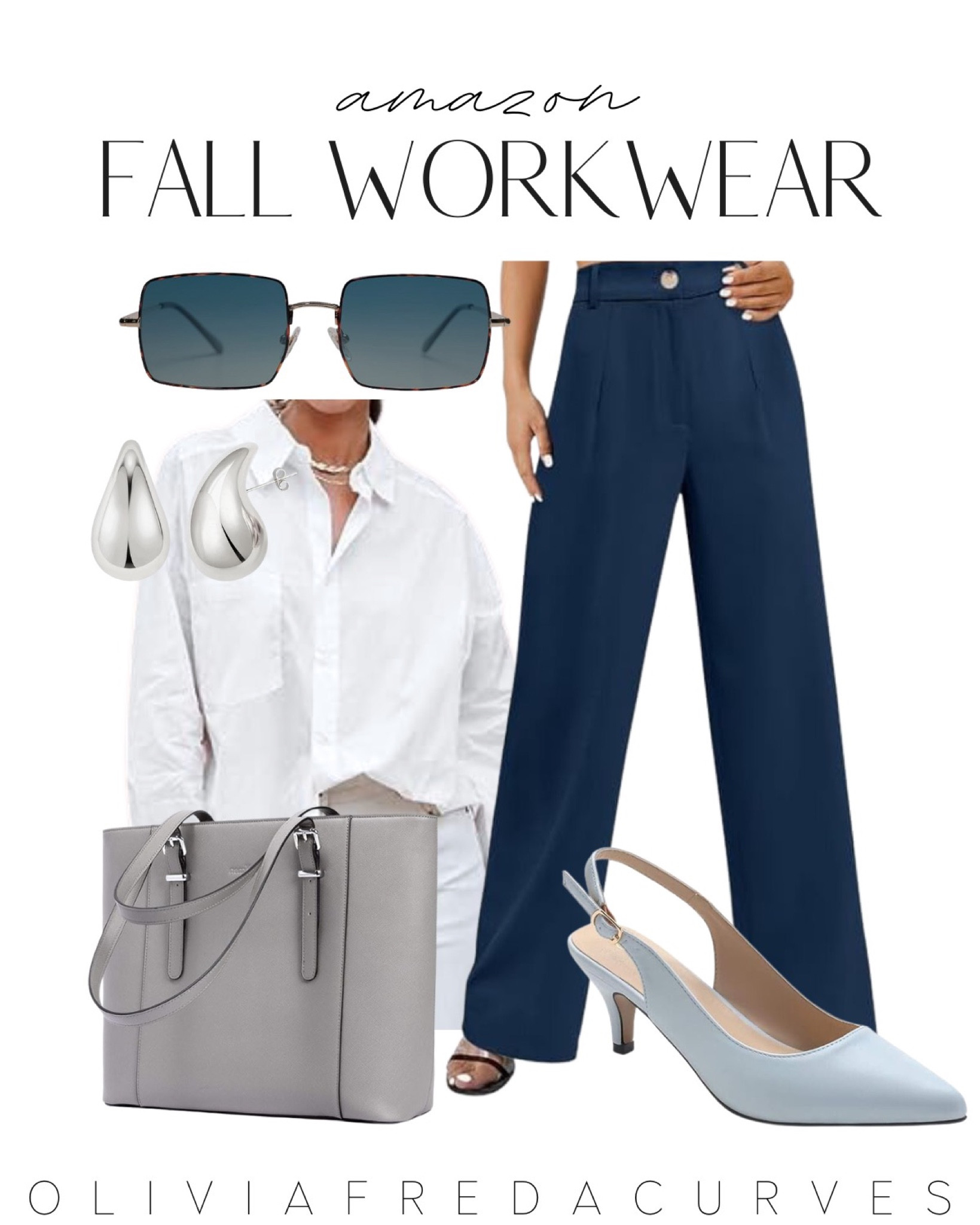 Midsize Curvy Amazon Fall Workwear Outfit Ideas - sweater dress - slingback kitten heels - dainty jewelry - vintage sunglasses - work bag - fall workwear - work outfits

#LTKmidsize #LTKworkwear #LTKstyletip