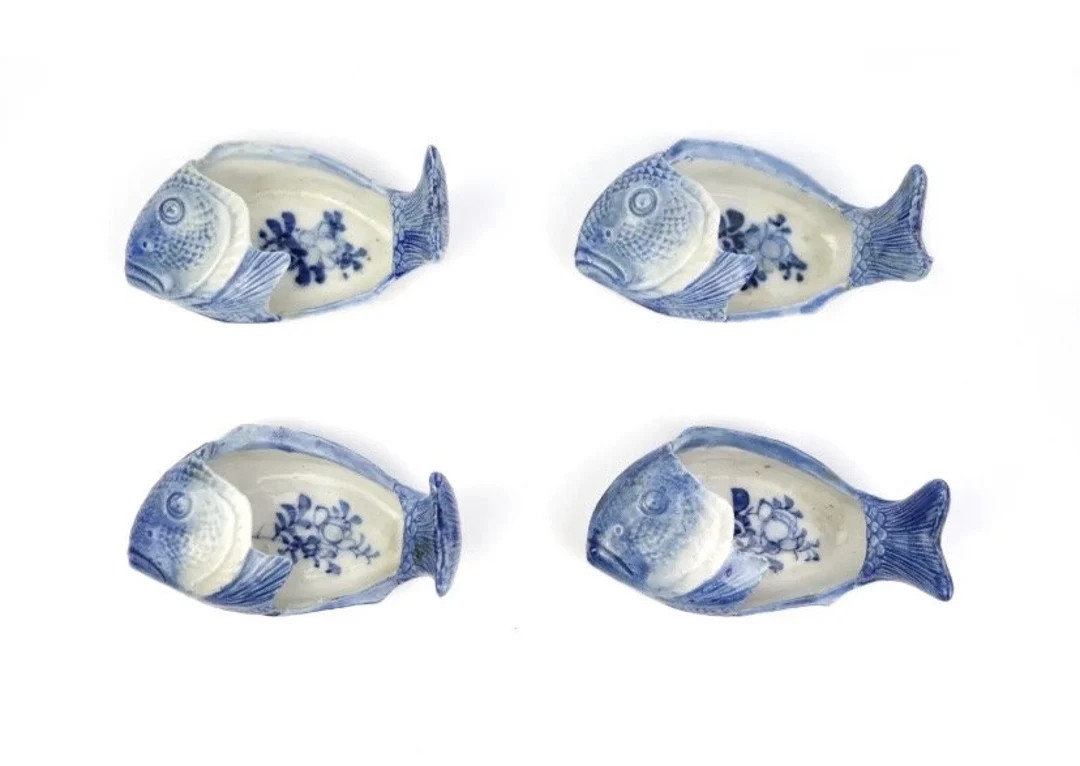 Meiji Era Japanese Bone Dishes, Set of 4, Blue and White Glaze - Etsy | Etsy (US)
