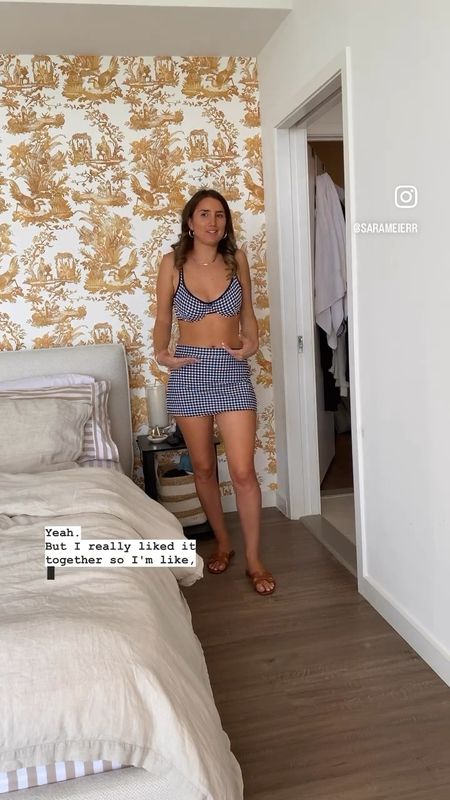 J.Crew updated their gingham bikini! Linking the updated one here for this look! Wearing a size medium bottom and skirt bottom, and 34D bikini top!

#LTKtravel #LTKVideo #LTKswim