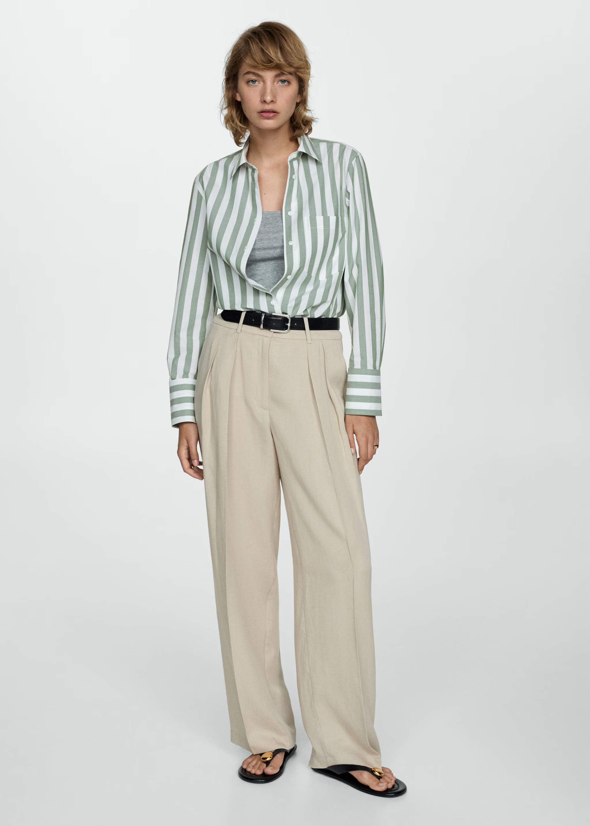 100% cotton striped shirt - Woman | MANGO United Kingdom | MANGO (UK)