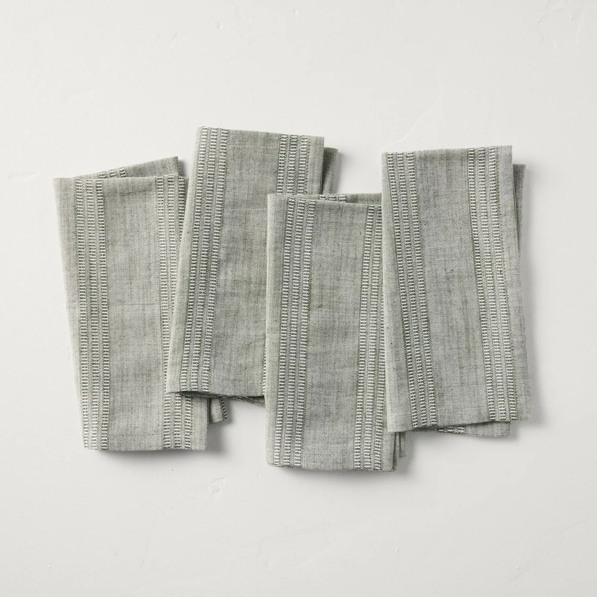 4pk Chambray Stripe Cloth Napkins Green - Hearth & Hand™ with Magnolia | Target