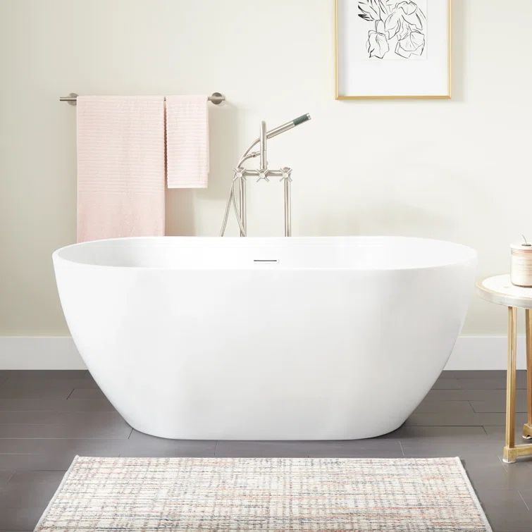 Hibiscus 67" x 32" Freestanding Soaking Acrylic Bathtub | Wayfair North America