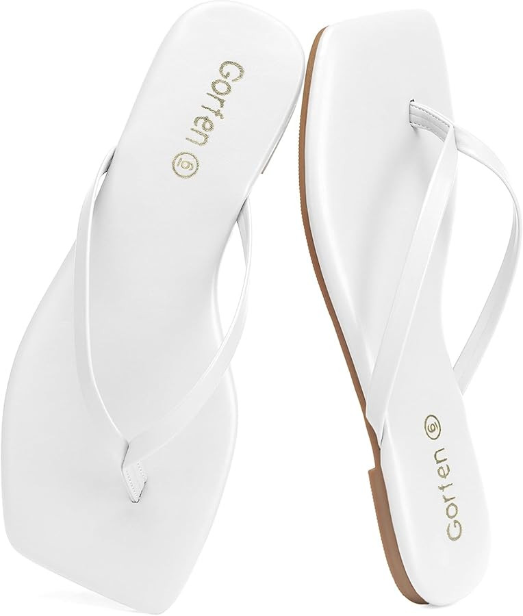 Flip Flops for Women Comfortable Square Toe Casual Beach Sandals Summer Outdoor and Everyday Wear | Amazon (US)