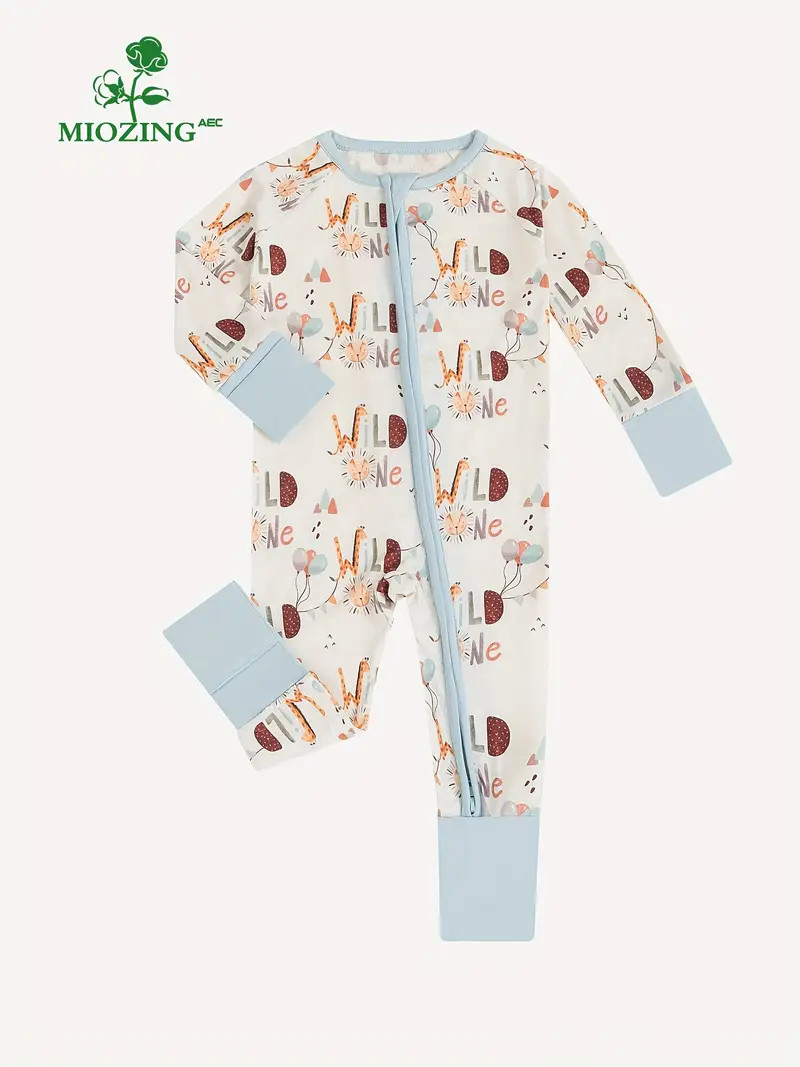 High-end Bamboo Fiber Zip Up Jumpsuit, Baby Comfy Cute  Print Elastic Jumpsuit Baby Bodysuit,Infa... | Temu Affiliate Program