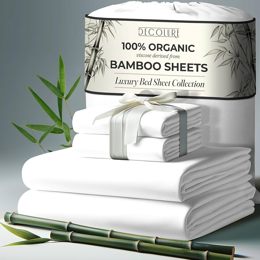 DECOLURE 100% Organic Bamboo Viscose Sheets King Size 4 pcs - Ultra Soft & Luxuriously Cooling, 1... | Amazon (CA)