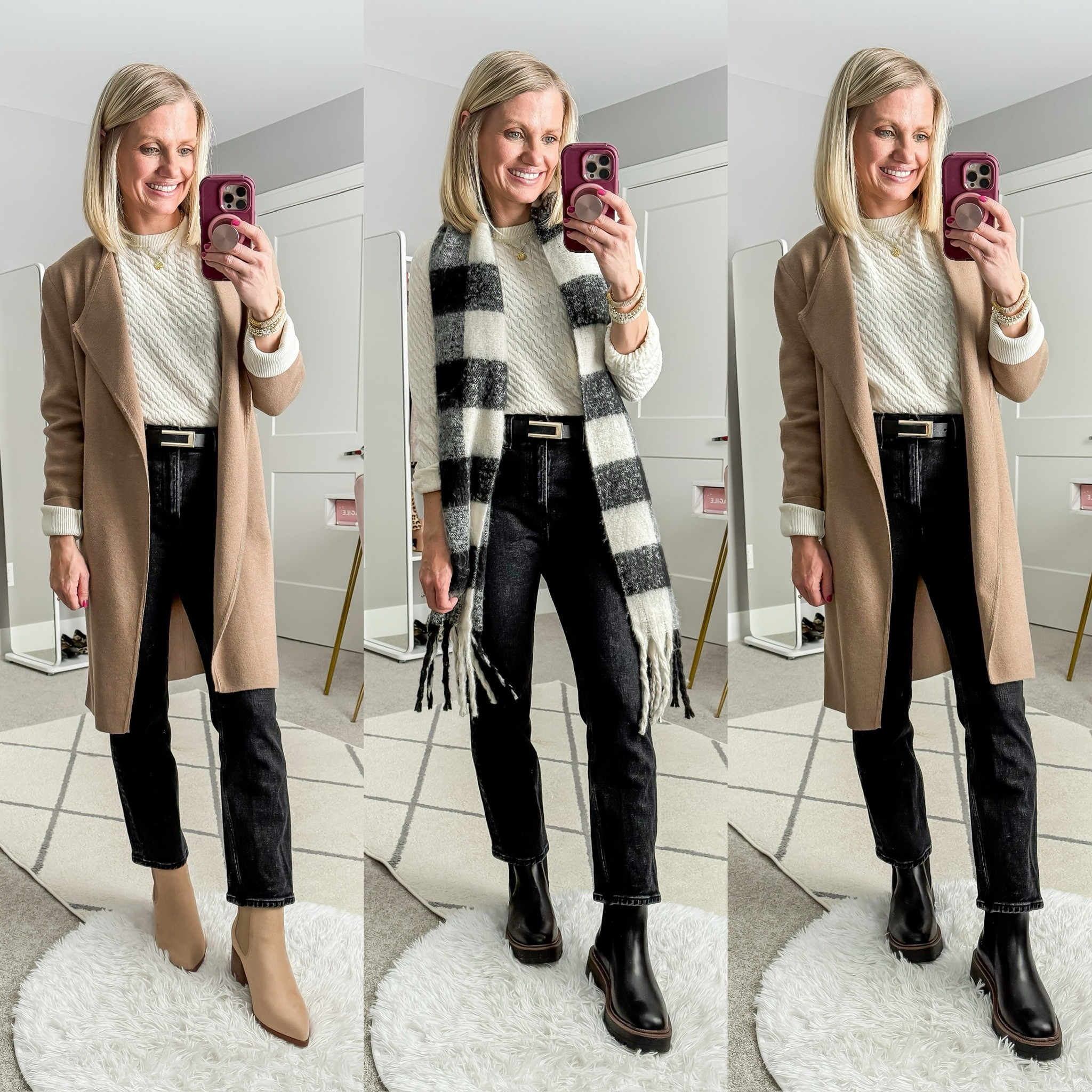 Winter mom capsule wardrobe outfits! More sizing and styling details can be found at thriftywifehappylife.com! 

#LTKSeasonal #LTKStyleTip #LTKFindsUnder100