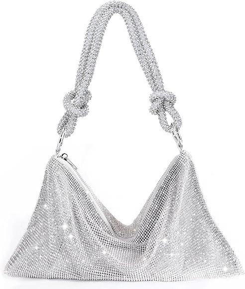 TOPALL Rhinestone Purse Sparkly Bag Silver Diamond Purses for Women Upgrade Evening Prom Rhinesto... | Amazon (US)