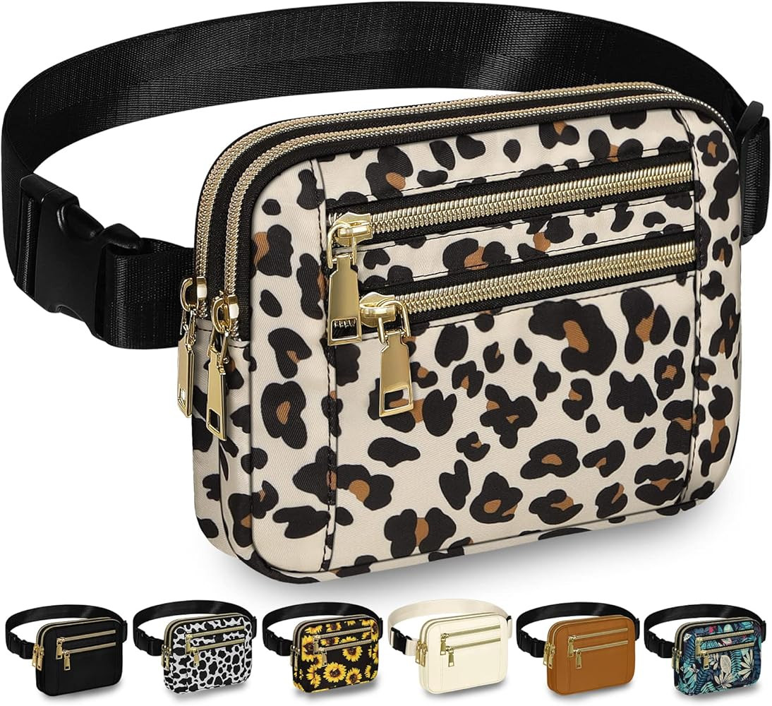 Capolo Fanny Packs for Women Fashion Waist Packs Bag with Adjustable Strap and 4 Zipper Pockets W... | Amazon (US)