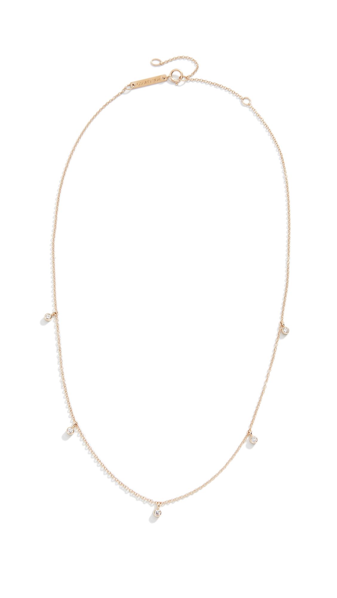 Zoe Chicco 14k Gold Five Diamond Chain Choker Necklace | Shopbop