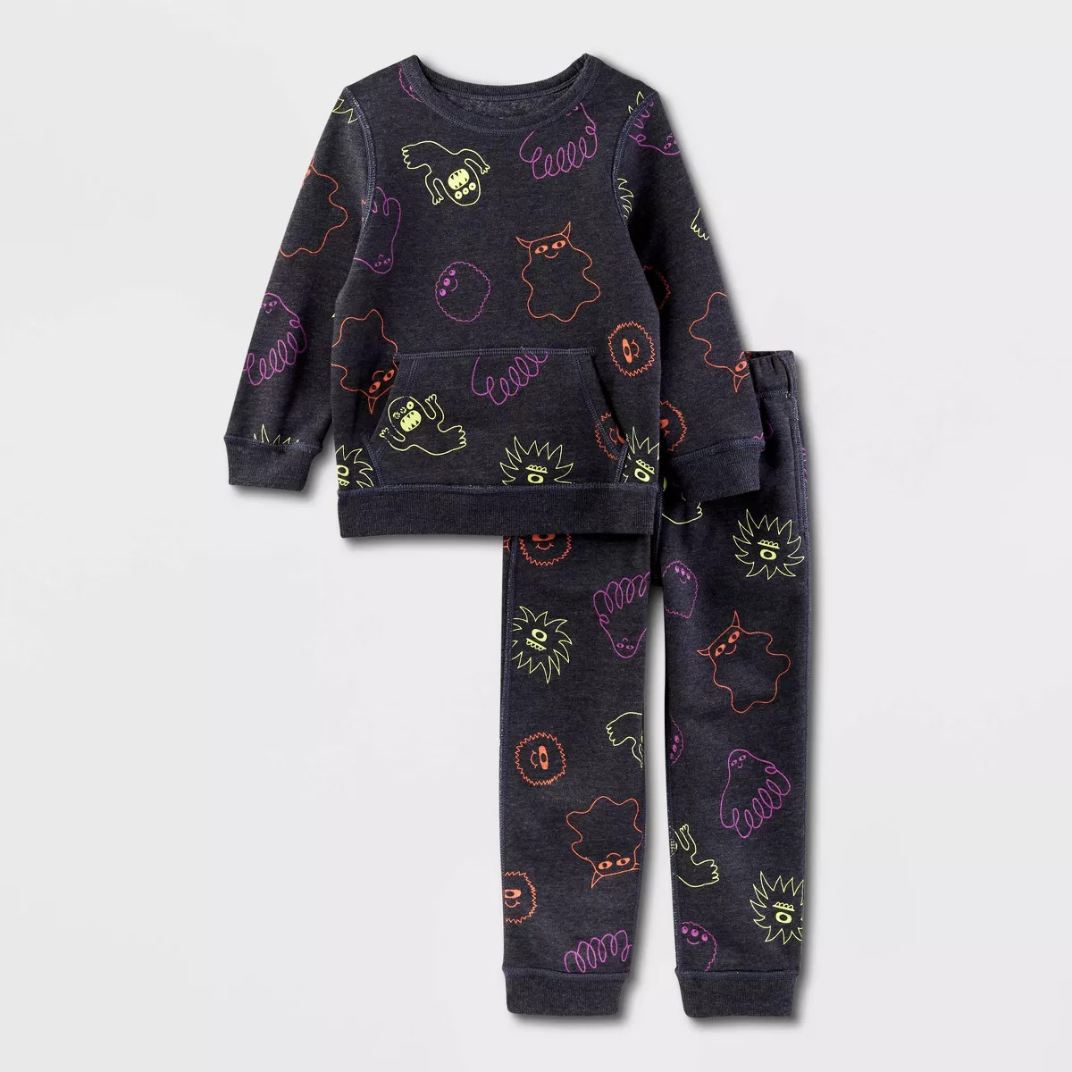 Toddler Adaptive Halloween Fleece Crewneck and Jogger Pants Set - Cat & Jack™ Black | Target