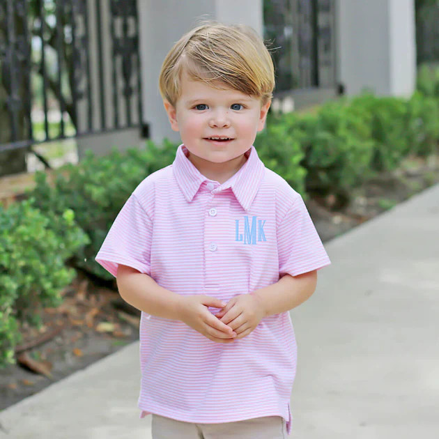 Polo Shirt Pink Stripe | Classic Whimsy