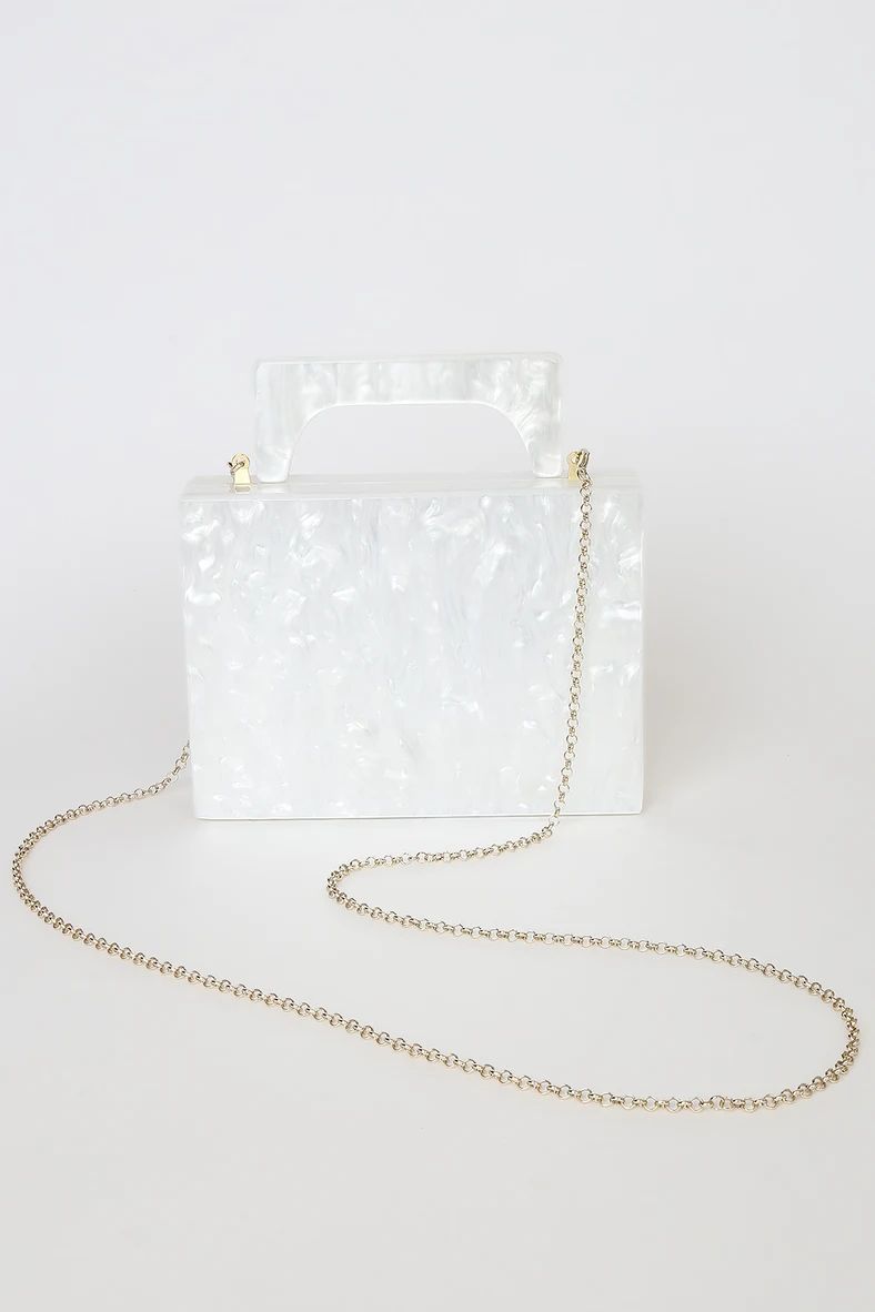 Chic Favor White Marble Acrylic Box Clutch | Lulus (US)