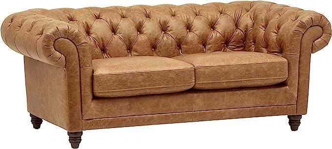 Amazon Brand – Stone & Beam Bradbury Chesterfield Modern Tufted Leather Loveseat Sofa Couch, 78... | Amazon (US)