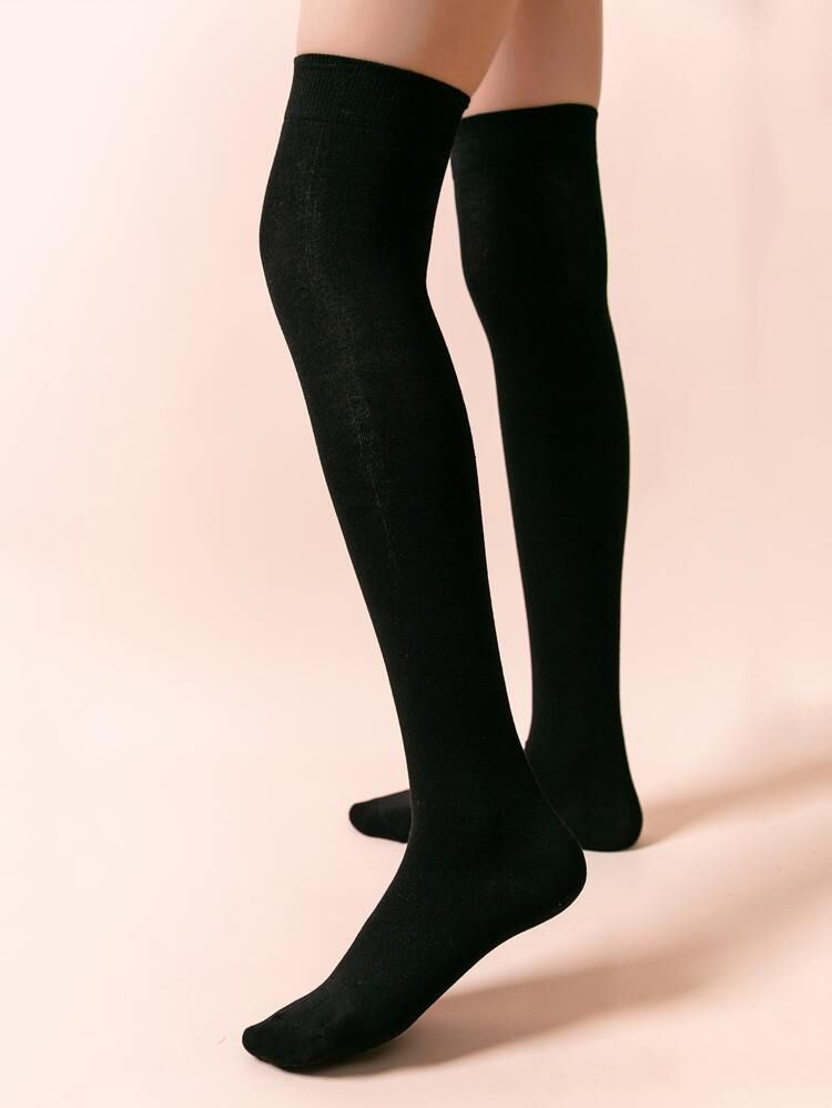 2pairs Plain Knee Length Socks | SHEIN