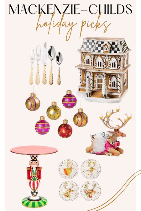 Mackenzie Childs Holiday Decor finds 
Nutcracker platter
Glitter ornaments 
Reindeer plates
Gingerbread house 

#LTKHoliday #LTKSeasonal #LTKGiftGuide