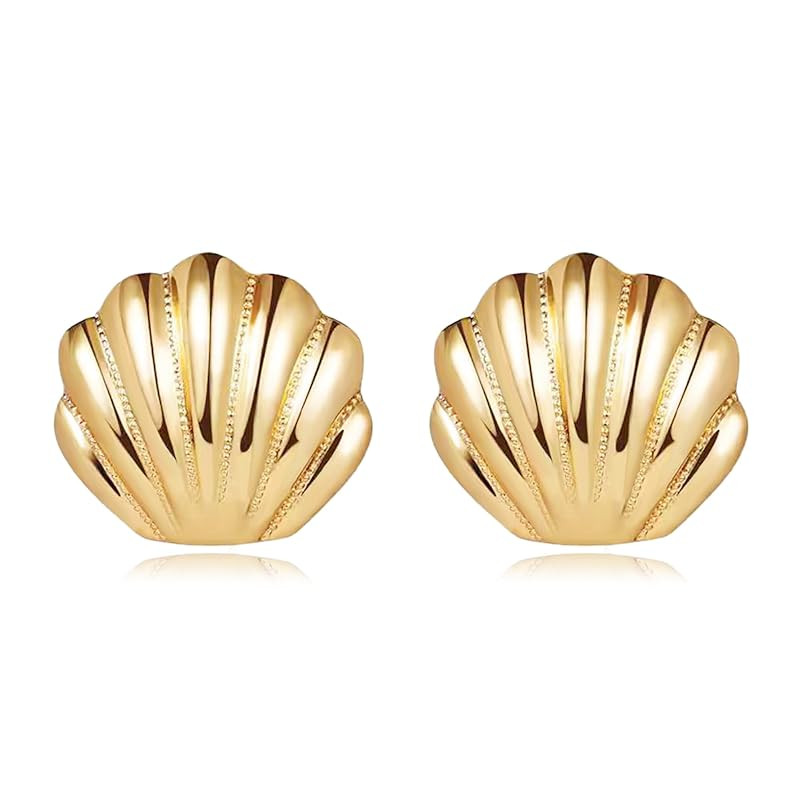 SmileBelle Gold Shell Earrings as Chunky Sea Shell Earrings for Women Trendy as Beach Jewelry Sea... | Amazon (US)