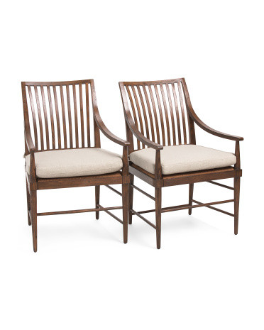2pk 19x36 Nova Rustic Oak Dining Arm Chairs With Seat Cushions | TJ Maxx