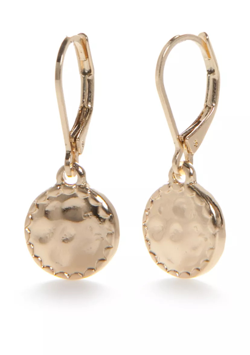 Hammered Disc Drop Earrings | Belk