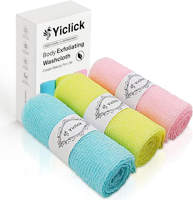 Yiclick Exfoliating Washcloth Towel [3 Pack], Japanese Exfoliating Wash Cloth, Korean Body Scrubb... | Amazon (US)