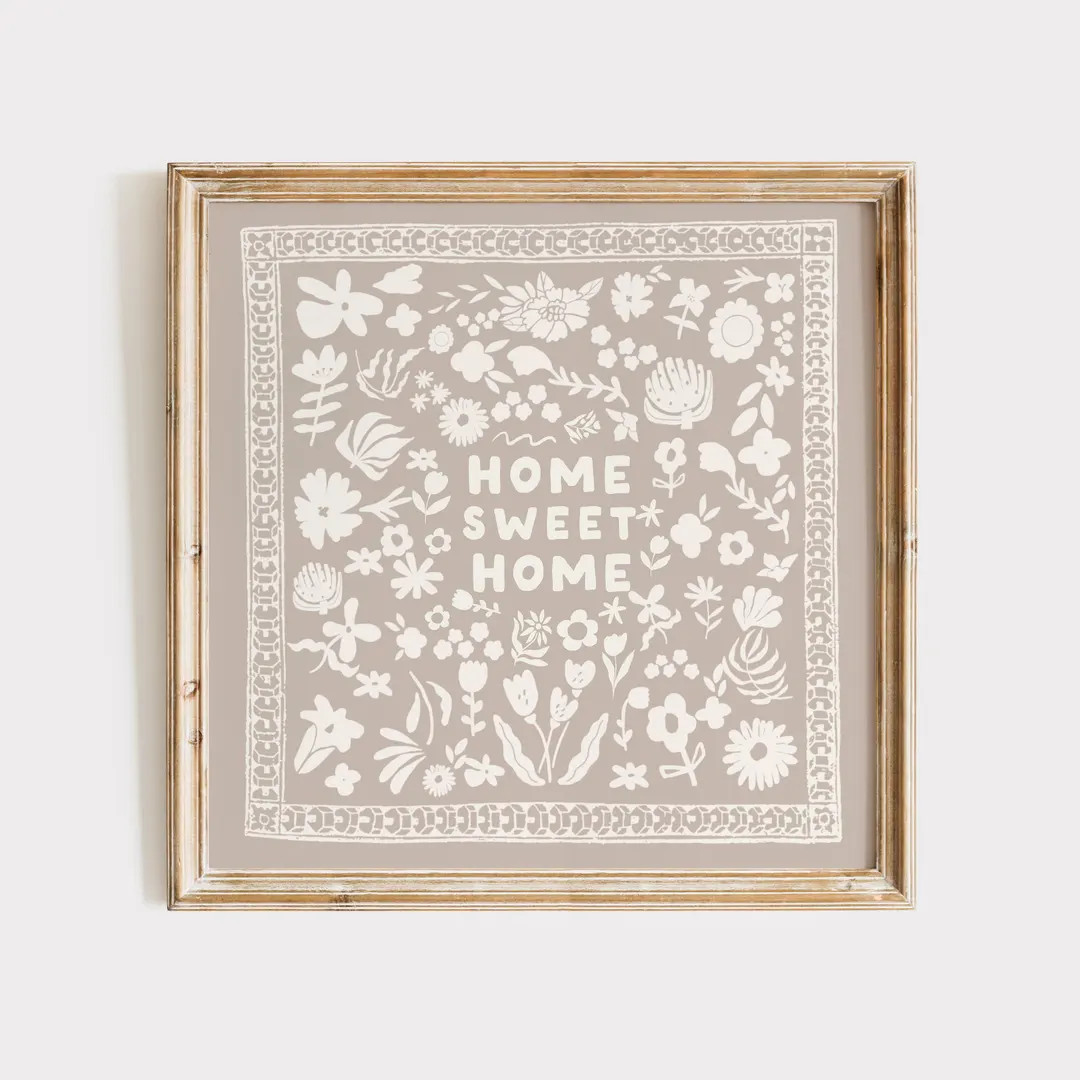 Home Sweet Home Square Print, Digital Download, Wall Art, Trendy Decor, Minimalist, Living Room A... | Etsy (US)