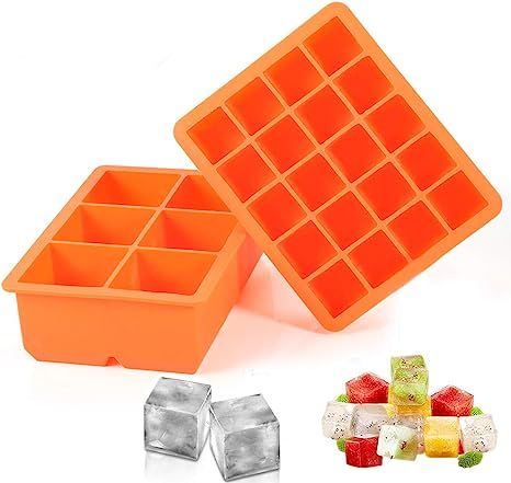 Ice Cube Tray, 2 Pack Silicone Ice Cube Molds 6+20 Large & Small Square Ice Cubes BPA Free Nontox... | Amazon (US)