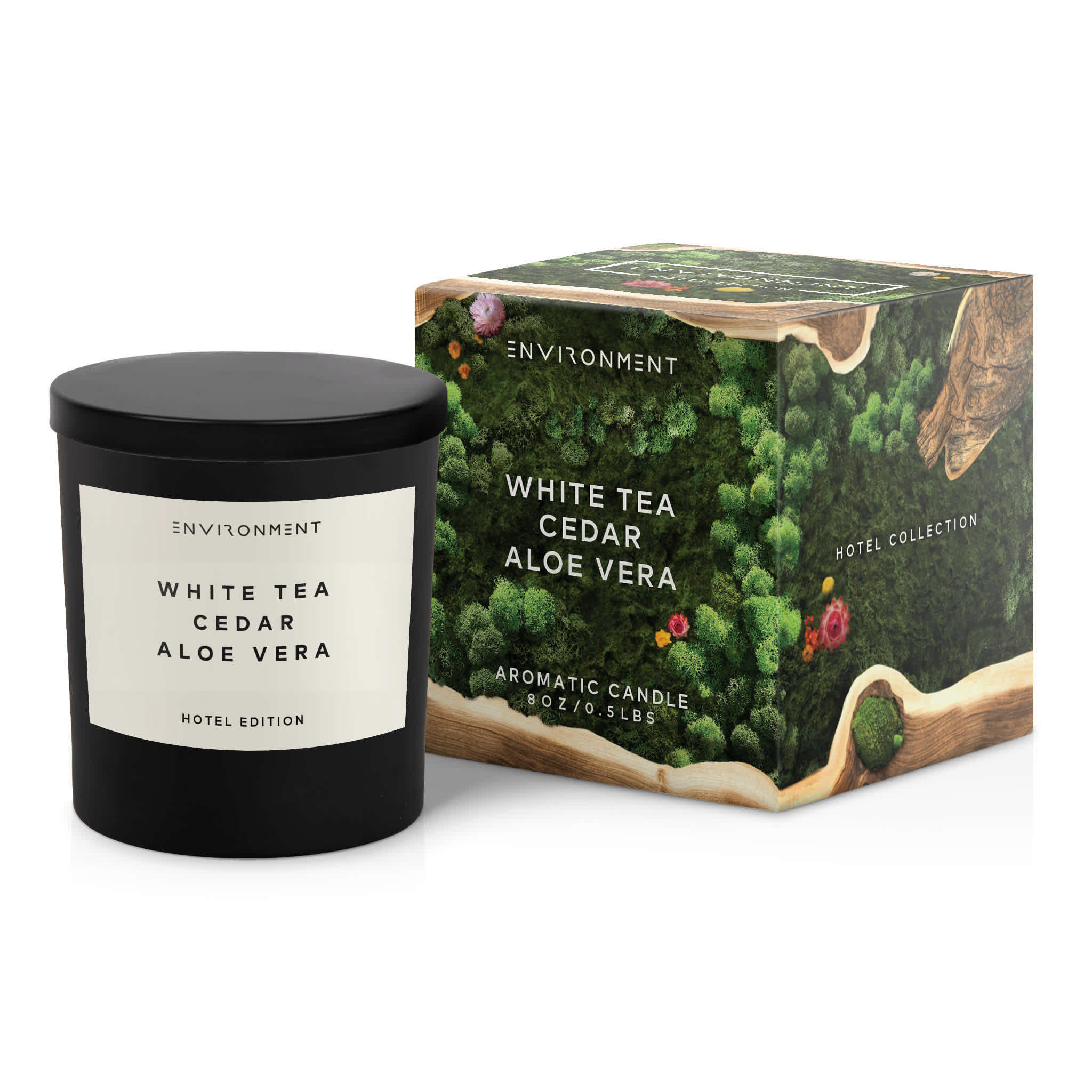 ENVIRONMENT 8oz Candle with Lid and Box WhiteTea Cedar AloeVera | Zulily
