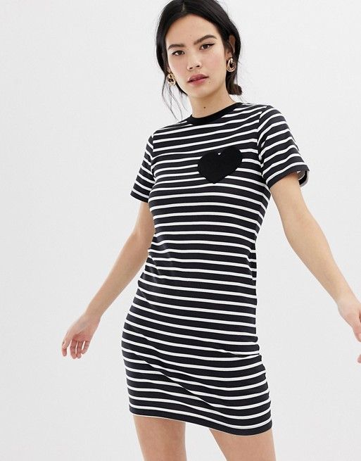 ASOS DESIGN mini bodycon stripe t-shirt dress with heart pocket | ASOS US