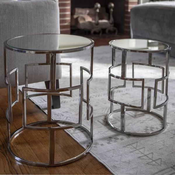 Magness Stainless Steel Mirrored 2 Piece Nesting Tables | Wayfair North America