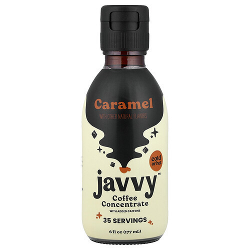 Javvy Coffee, Coffee Concentrate With Added Caffeine, Caramel, 6 fl oz (177 ml) | iHerb