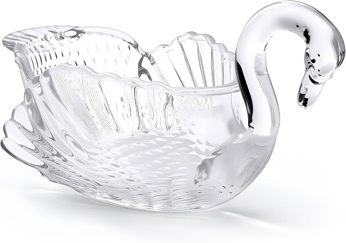 Patelai 9.8'' x 5'' Crystal Swan Bowl Decorative Centerpiece Glass Bowl for Candy Dish Flower Vas... | Amazon (US)