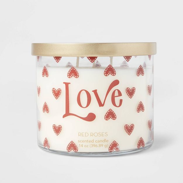 14oz Love Roses Valentine's Day Candle Red - Threshold™ | Target