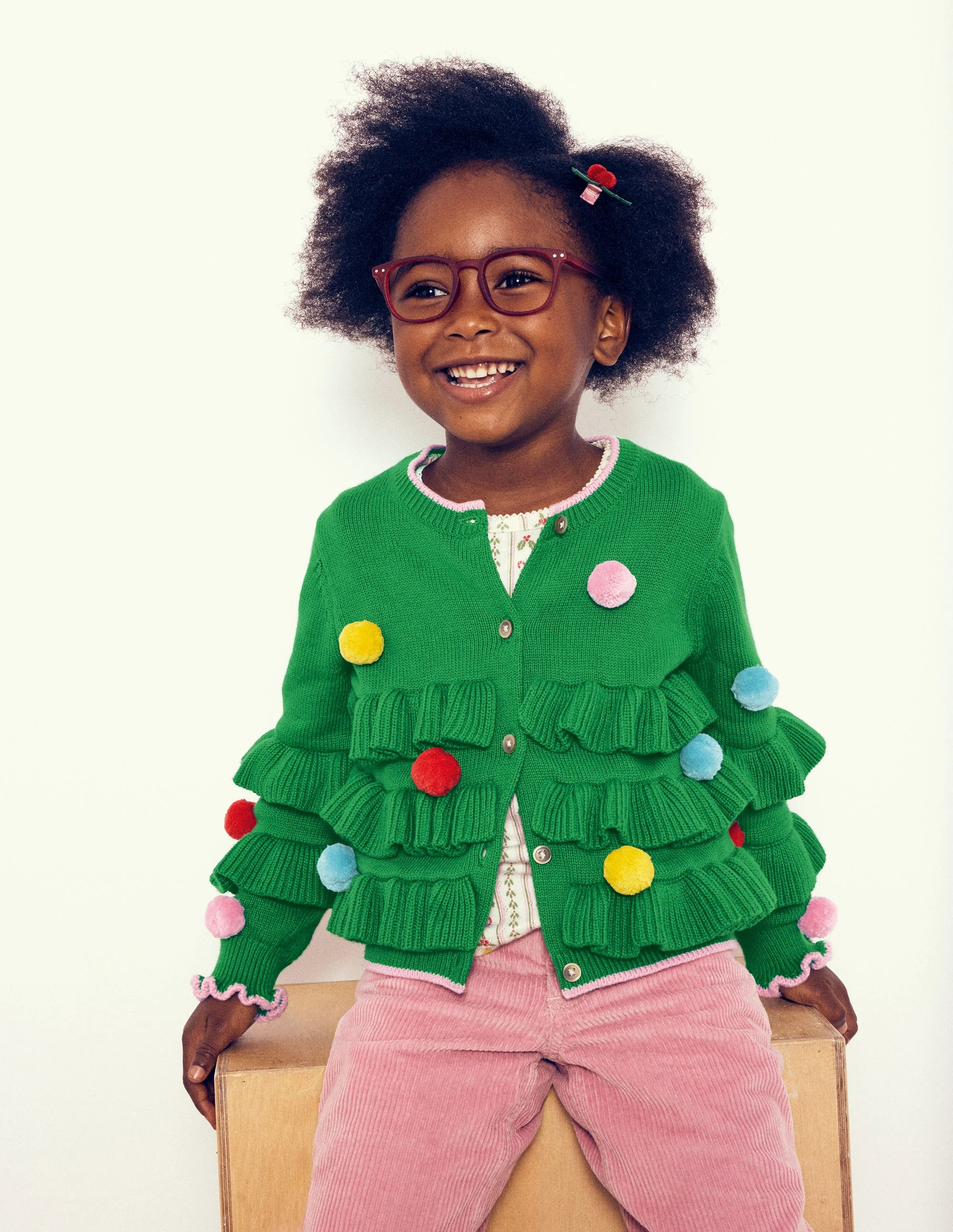 Festive Logo Cardigan-Rich Emerald Christmas Tree | Boden UK