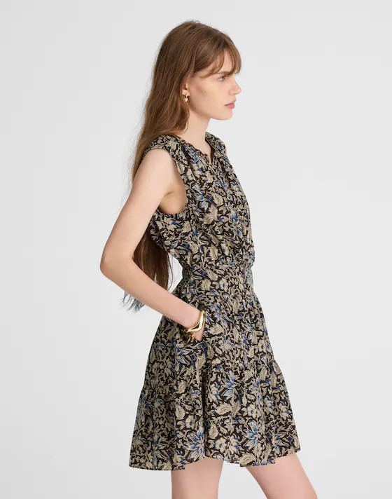 Gathered Button-Front Mini Dress in Floral | Madewell