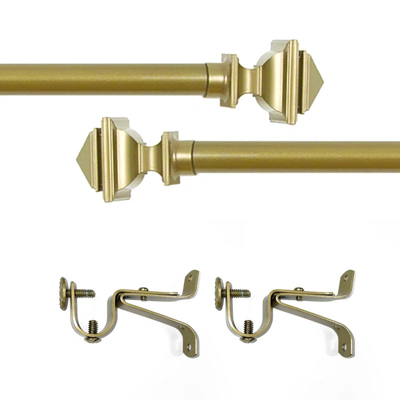 Solomon Gold Adjustable 0.75" Single Curtain Rod | Wayfair North America