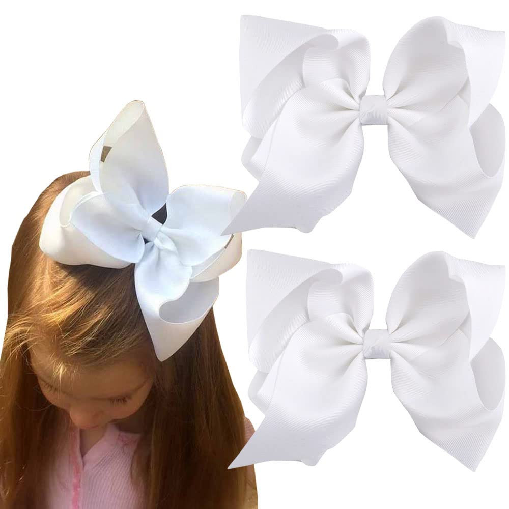 2 PCS 8 Inch Boutique Hair Bows Clips for Girls Toddler, Grosgrain Ribbon Big Large Bows Alligato... | Amazon (US)