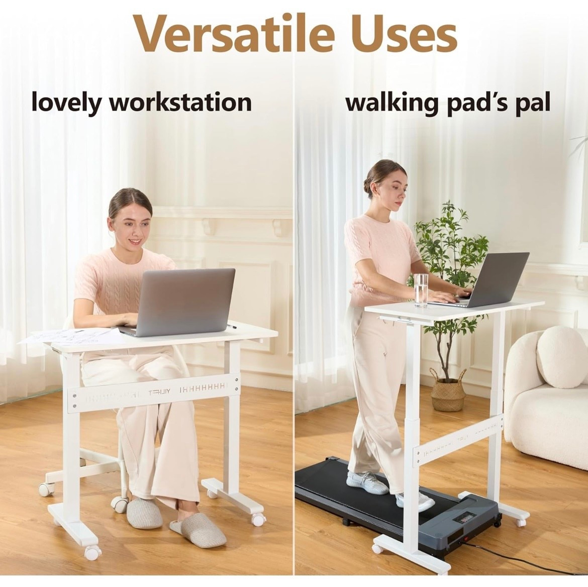 After a lot of searching, I found the perfect adjustable desk to use with my walking pad. Love the white and simple design. I really like the non electric auto lifting and it has rollers to make mobile for other uses as well! It is just so versatile! I used it daily to get my 10k in for the day! It does come in black as well.

#LTKActive #LTKHome