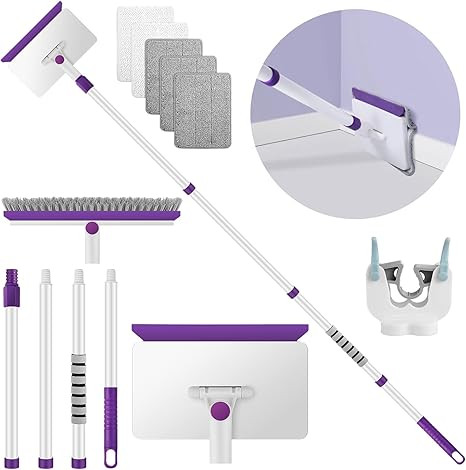 Baseboard Cleaner Tool with Handle, 60" Extendable Long Handle Baseboard Cleaner with 5 Reusable ... | Amazon (US)